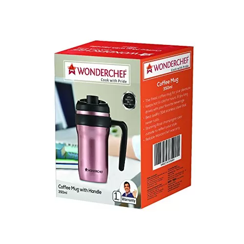 Wonderchef Stainless Steel Coffee Mug 350ml Rose Champagne, 4 image