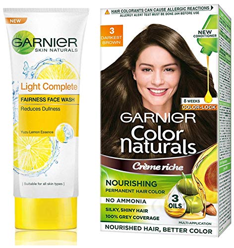 Garnier Skin Naturals Light Complete Facewash 100g and Garnier Color  Naturals CrâÂ®me hair color Shade 3 Darkest Brown 70ml + 60g - the best  price and delivery | Globally