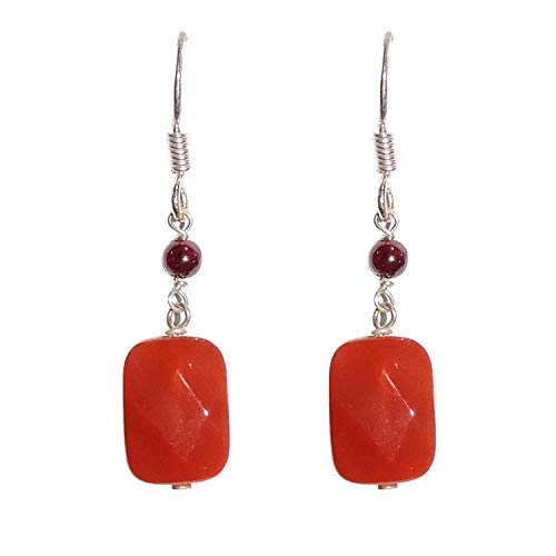 SATYAMANI Natural Stone Traditional Carnelian Semi-Precious Earrings Color- Red & Orange for Wen & Girls (Pack of 1 Pc.)