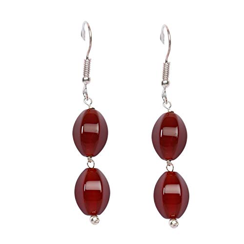 SATYAMANI Natural Stone Carnelian Faceted Trendy II Semi-Precious Earring Color- Orange for Wen & Girls (Pack of 1 Pc.)