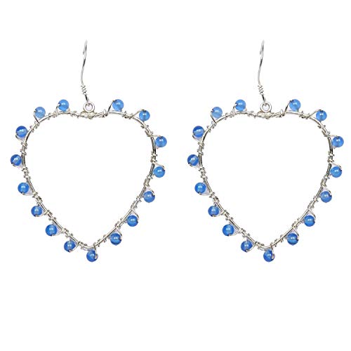 SATYAMANI Natural Stone Blue Quartz Semi-Precious Earrings Color- Blue for Wen & Girls (Pack of 1 Pc.)