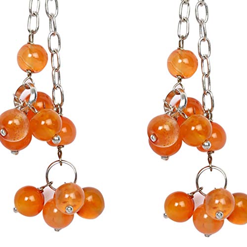 SATYAMANI Natural Stone Sardonyx Semi-Precious Earrings Color- Orange for Wen & Girls (Pack of 1 Pc.), 2 image
