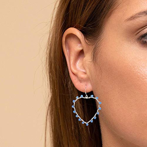 SATYAMANI Natural Stone Blue Quartz Semi-Precious Earrings Color- Blue for Wen & Girls (Pack of 1 Pc.), 3 image
