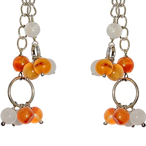SATYAMANI Natural Stone Carnelian and Moonstone Semi-Precious Earrings Color- Multicolor for Wen & Girls (Pack of 1 Pc.), 2 image
