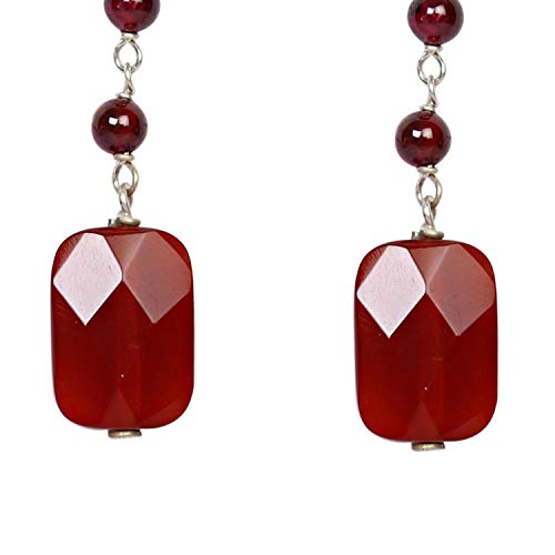 SATYAMANI Natural Stone Traditional Carnelian Semi-Precious Earrings Color- Red & Orange for Wen & Girls (Pack of 1 Pc.), 2 image