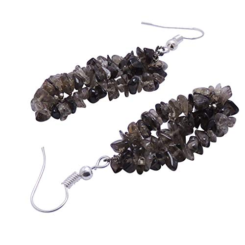 SATYAMANI Natural Stone y Quartz Crystal Chip Cluster Earing Color- Brown for Wen & Girls (Pack of 1 Pc.), 2 image