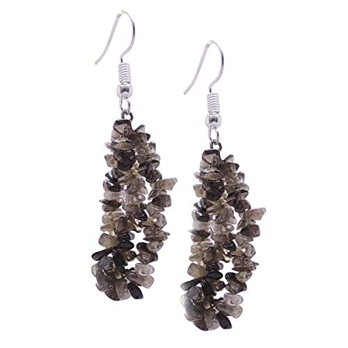 SATYAMANI Natural Stone y Quartz Crystal Chip Cluster Earing Color- Brown for Wen & Girls (Pack of 1 Pc.)