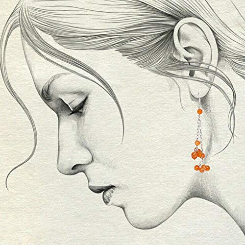 SATYAMANI Natural Stone Sardonyx Semi-Precious Earrings Color- Orange for Wen & Girls (Pack of 1 Pc.), 4 image