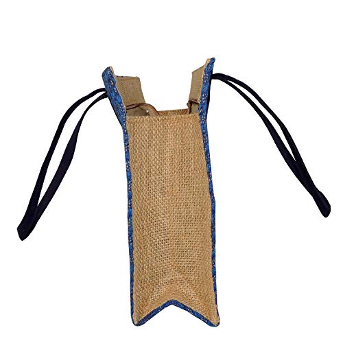 ALOKIK Laminated Lunch Jute Bags With Brocade Lace With Zipper, 2 image