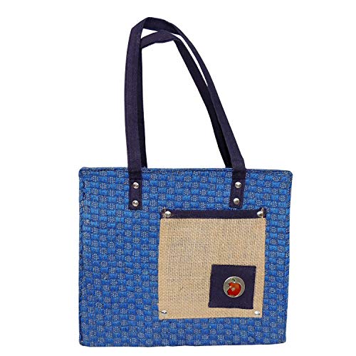 ALOKIK Laminated Lunch Jute Bags With Brocade Lace With Zipper, 3 image