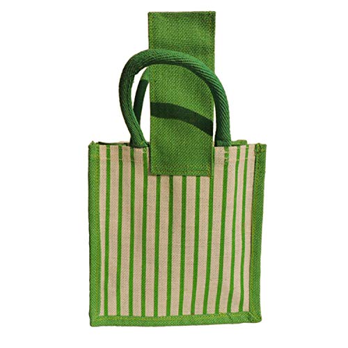 ALOKIK Print Jute Bags For Ladies/Girls Without Zipper (Green & White), 2 image