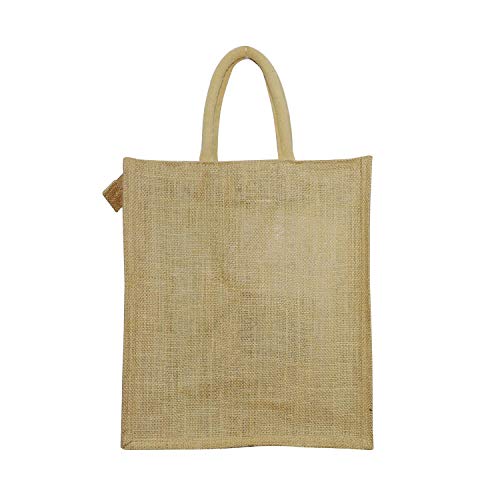 ALOKIK Eco Friendly Naturally Processed Multipurpose Reusable Red Dot Print Shoulder Shopg Grocery Carry Bag Lunch Jute Bags for Unisex With Zipper, 2 image
