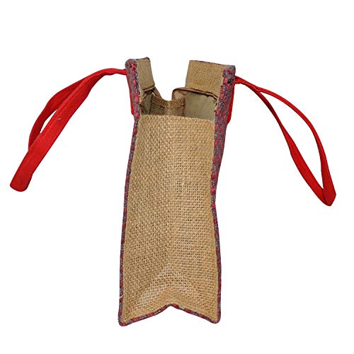 ALOKIK Laminated Jute Bags With Fabric for Ladies/girls With Zipper (Red), 3 image