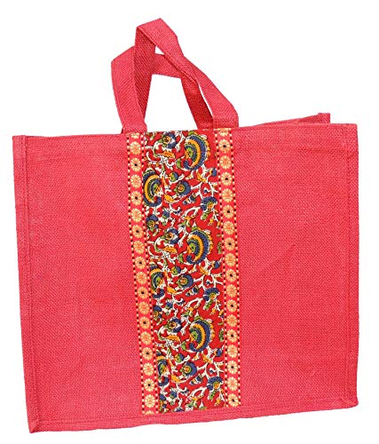 ALOKIK Laminated Jute Bags With Fabric for Unisex Without Zipper (Big Red), 4 image
