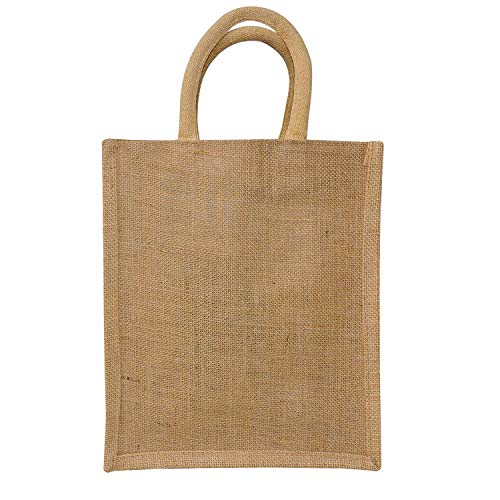 ALOKIK Laminated Jute Bags with Yoga Prints for Unisex with Zipper (Beige Small), 2 image