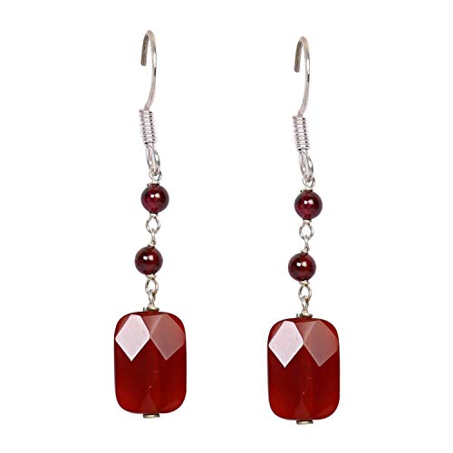 CRYSTAL'S ADVISOR Natural Stone Traditional Carnelian Semi-Precious Earrings Color- Red & Orange for Wen & Girls (Pack of 1 Pc.)