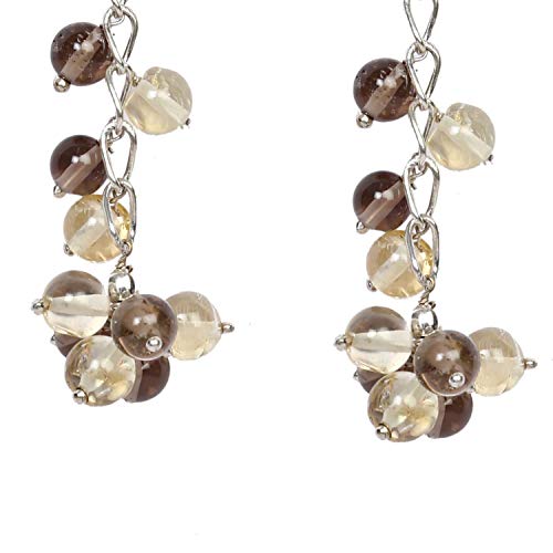 CRYSTAL'S ADVISOR Natural Stone y Quartz II Semi-Precious Earrings Color- Brown for Wen & Girls (Pack of 1 Pc.), 2 image