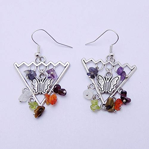 CRYSTAL'S ADVISOR Natural Multi Stone Butterfly Cone Earing Color- Multi Color for Wen & Girls (Pack of 1 Pc.), 4 image