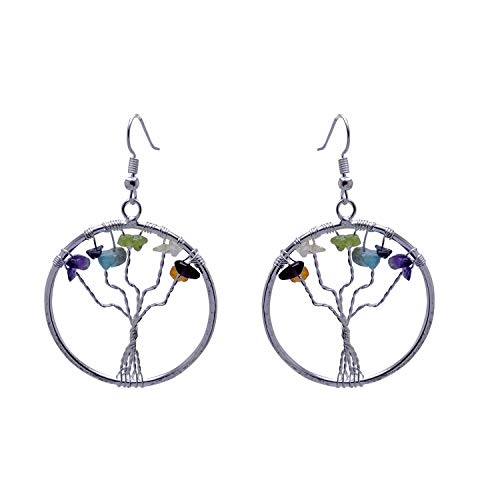 CRYSTAL'S ADVISOR Natural Multi Stone Life Tree Chakra Crystal Earing Color- Multi Color for Wen & Girls (Pack of 1 Pc.)