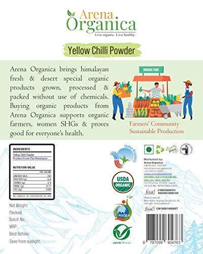 Yellow Chilli Powder - USDA Organic & Natural 100 GR (3.52oz) By Arena Organica, 5 image