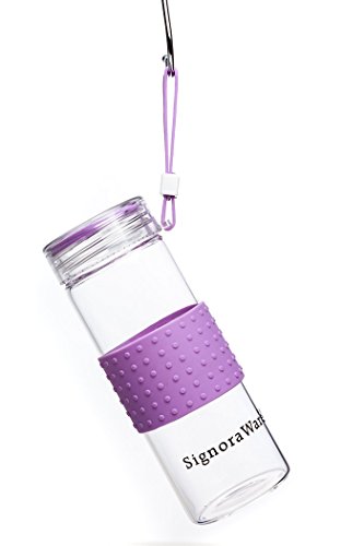Signoraware Aqua Mist Borosilicate Glass Water Bottle (Purple 420 ml/ 23 mm) Set of 1, 5 image