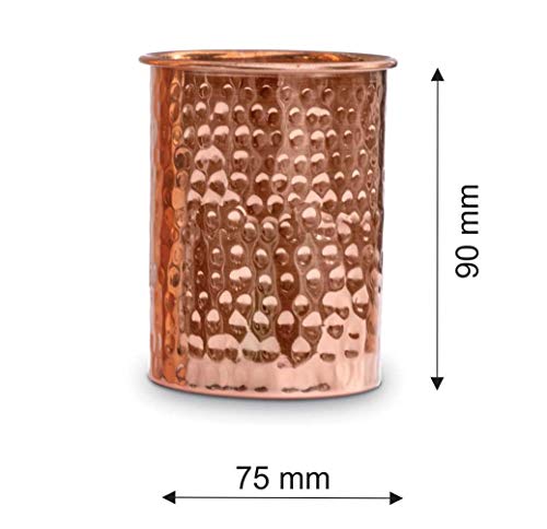 Signoraware Copper Bottle with 2 Glasses (900 Ml Bottle + 2 Glass 275 Ml Set of 3 (Hammered), 3 image
