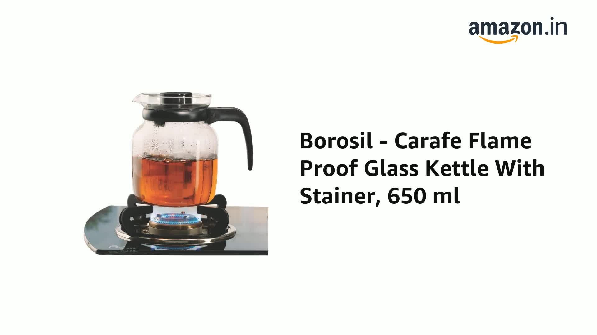 Borosil Carafe Flame Proof Glass Kettle With Stainer 650 ml, 2 image