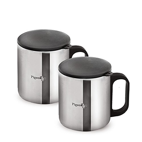 Pigeon-Stainless Steel Double Coffee Mug Set of 2 180ml Silver, 5 image