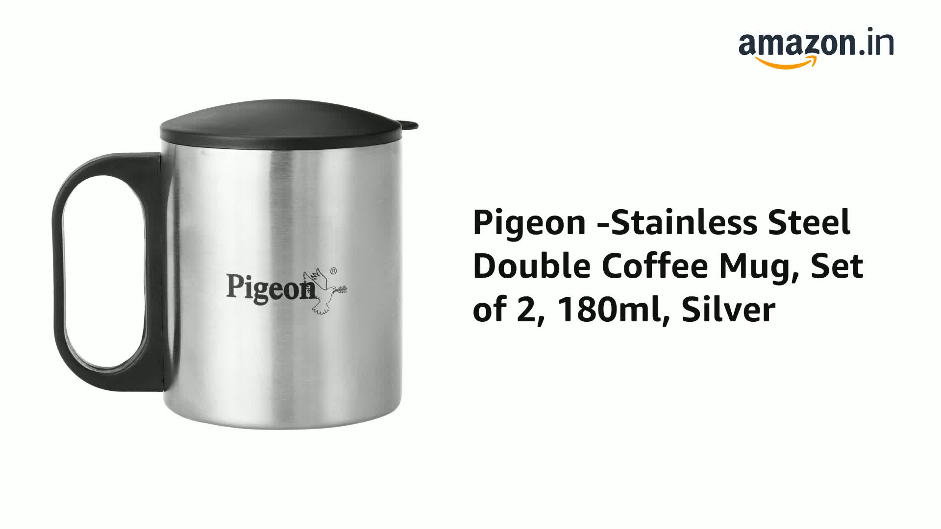 Pigeon-Stainless Steel Double Coffee Mug Set of 2 180ml Silver, 2 image