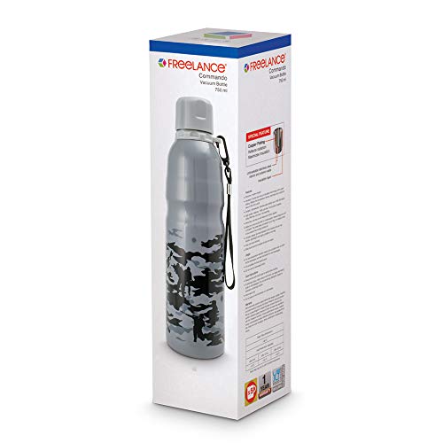Freelance Commando Vacuum Insulated Stainless Steel Flask Water Beverage Travel Bottle 750 ml Black (1 Year Warranty), 5 image