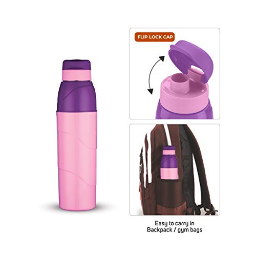 Trueware Wave 600 Insulated Water Bottle with Inner Steel|Hot & Cold Bottle with Attractive Color|BPA Free|570 mlPurple, 4 image