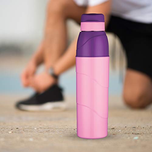 Trueware Wave 600 Insulated Water Bottle with Inner Steel|Hot & Cold Bottle with Attractive Color|BPA Free|570 mlPurple, 2 image