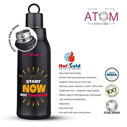 Atom 800 Water Bottle- Black, 4 image