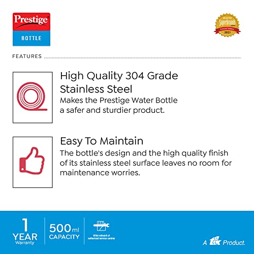 Prestige PSWBC 01 - Stainless Steel Water Bottle - 500 Ml, 6 image