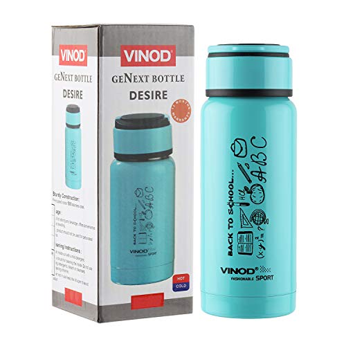 Vinod Stainless Steel GeNext Desire Water Bottle260mlLight Blue, 5 image