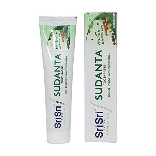 Sri Sri Tattva Sudanta Herbal Toothpaste - All Natural Fluoride Free Tooth Paste with Cloves Cinnamon Bakul & More - 200g (Pack of 2) for Kids and Adults, 3 image