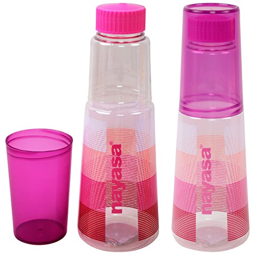 Nayasa Glass Bottle No.3 Plastic Fridge Water Bottle 1000 ml Set of 3 Multicolor, 3 image