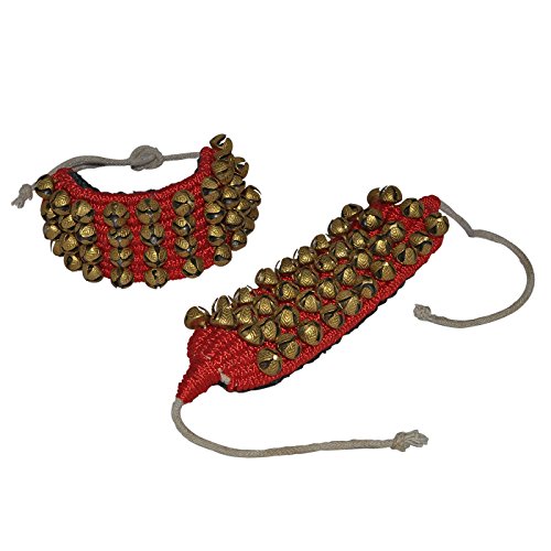 Prisha India Craft ® Kathak Ghungroo Pair, 16 No. Ghungroo Big Bells Best quality Tied with Cotton Cord Indian Classical Dancers Anklet Musical Instrument 50+50 
