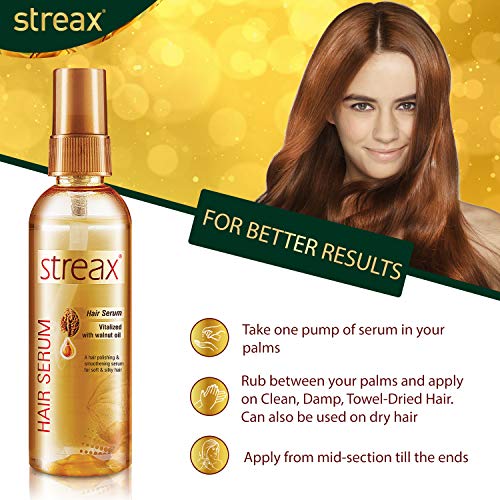 Streax Hair Serum for Women & Men | Contains Walnut Oil | Instant Shine &  Smoothness