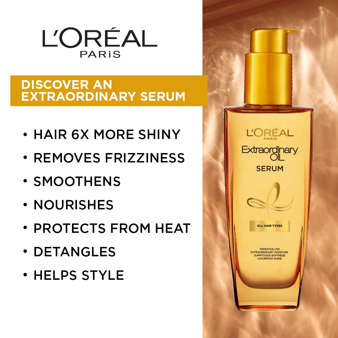 Health & Personal :: Hair Care :: Hair Serums :: L'Oreal Paris Serum  Protection and Shine For Dry Flyaway & Frizzy Hair With 6 Rare Flower Oils  Extraordinary Oil 100 ml