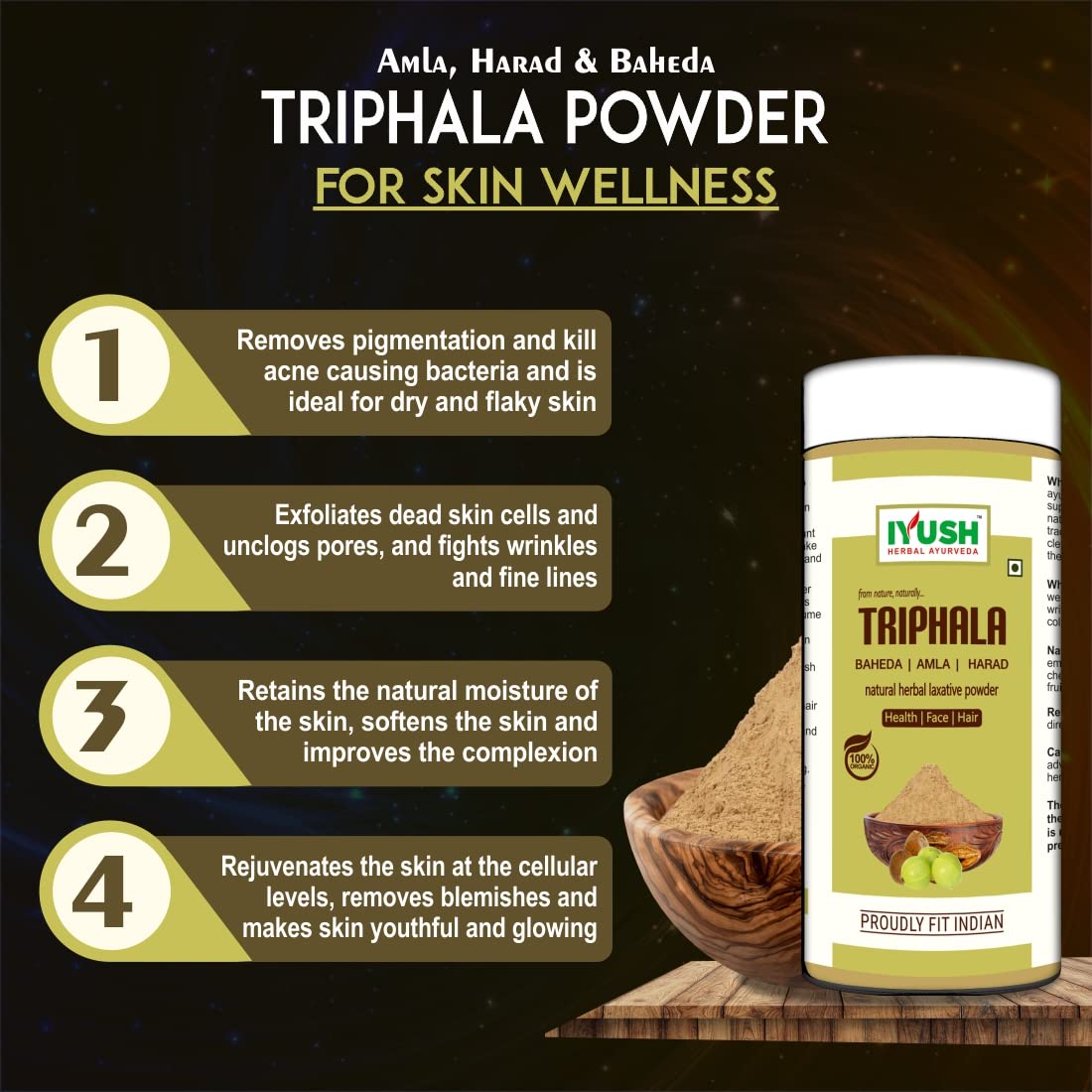 Health & Personal :: Diet & Nutrition :: Supplement :: IYUSH Herbal  Ayurveda Organic Triphala Powder - (pack of 2) 100gm each