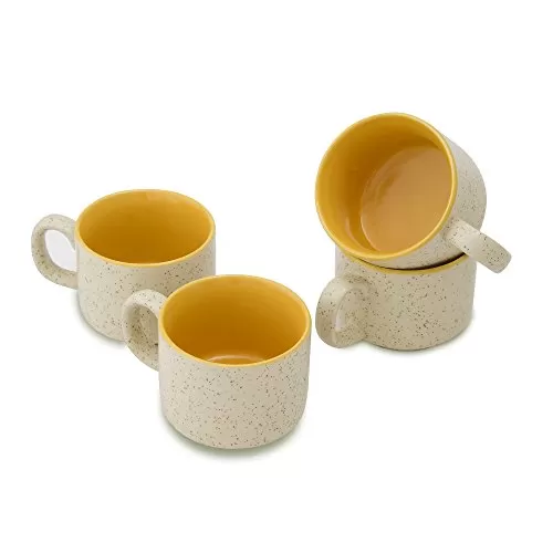Stoneware Tea Serving Cups - 4 Pieces Multicolour 120 ml