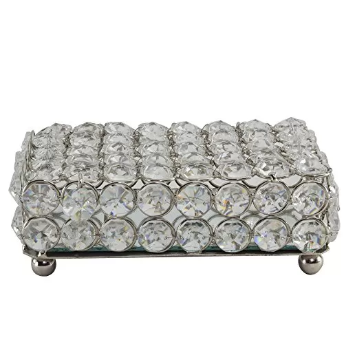 Rectangle Large Crystal Jewellery Box Silver