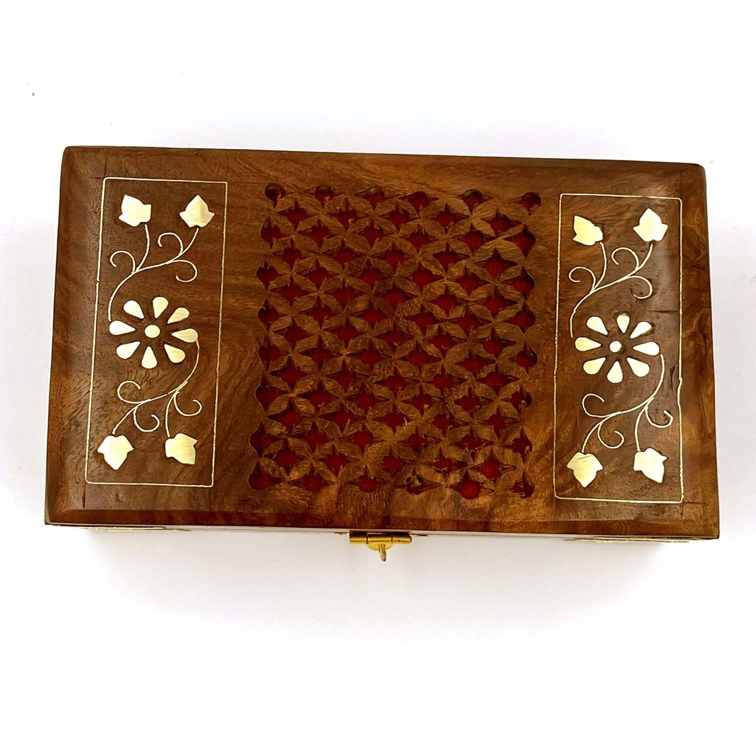 Fashion :: Boxes \u0026 Holders :: BIJNOR - METAL INLAY IN WOOD Vanity Box with  Jali Brass Design 6 X 4 Inches | Handmade Decorative Case Kit | storage  boxes | big, image size:1500x1500