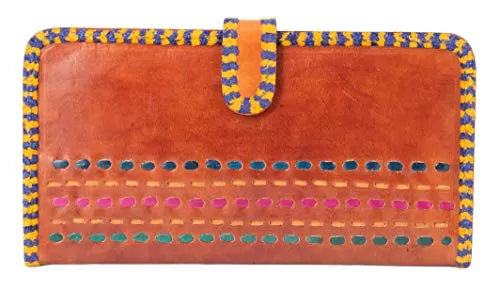 Pure Leather Punch Work - Leather Art WALLET - LADIES - CARD HOLDER EK-WCL-0005 Multi Colour (12 23 1)
