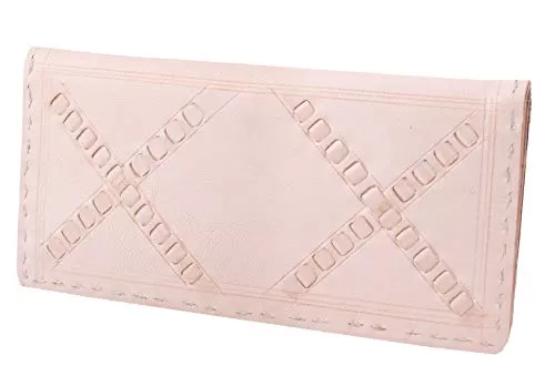 Pure Leather Pure Leather Cut Work Three Fold Card Holder WALLET - LADIES - CARD HOLDER EK-WCL-0001 Beige (10 21 1)