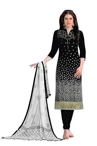 DnVeens Women's Cotton Heavy Embroidery Unstitched Salwar Suit Dress Material