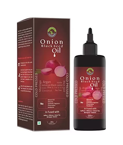 Onion Black Seed Oil - 250 ml (Onion Hair oil) | Onion Oil for Hair Growth & Hair Fall Control l Supports long lustrous & shiny hair I No Synthetic Fragrance | No Preservative.