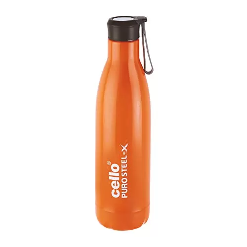 Cello Puro Steel-X Rover Water Bottle with Inner Steel and Outer Plastic 1pc 600ml Orange