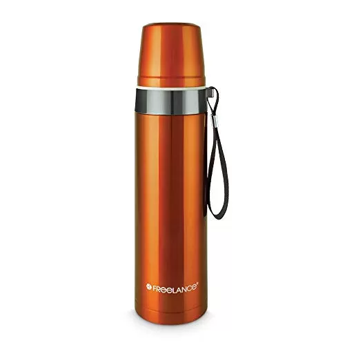 Freelance Elise Vacuum Insulated Stainless Steel Flask Water Beverage Travel Bottle 750 ml Orange (1 Year )